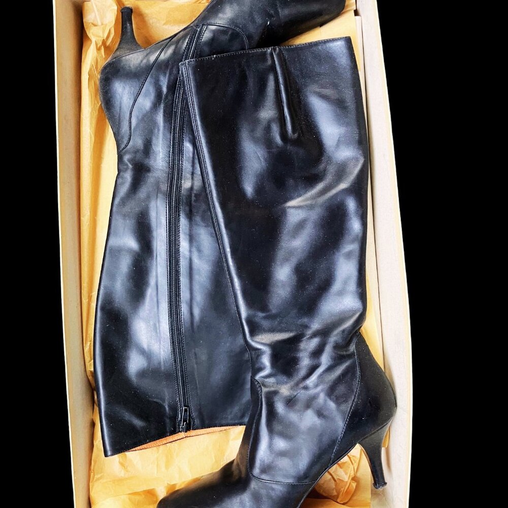 JCREW Tall leather kitten heel boots like new